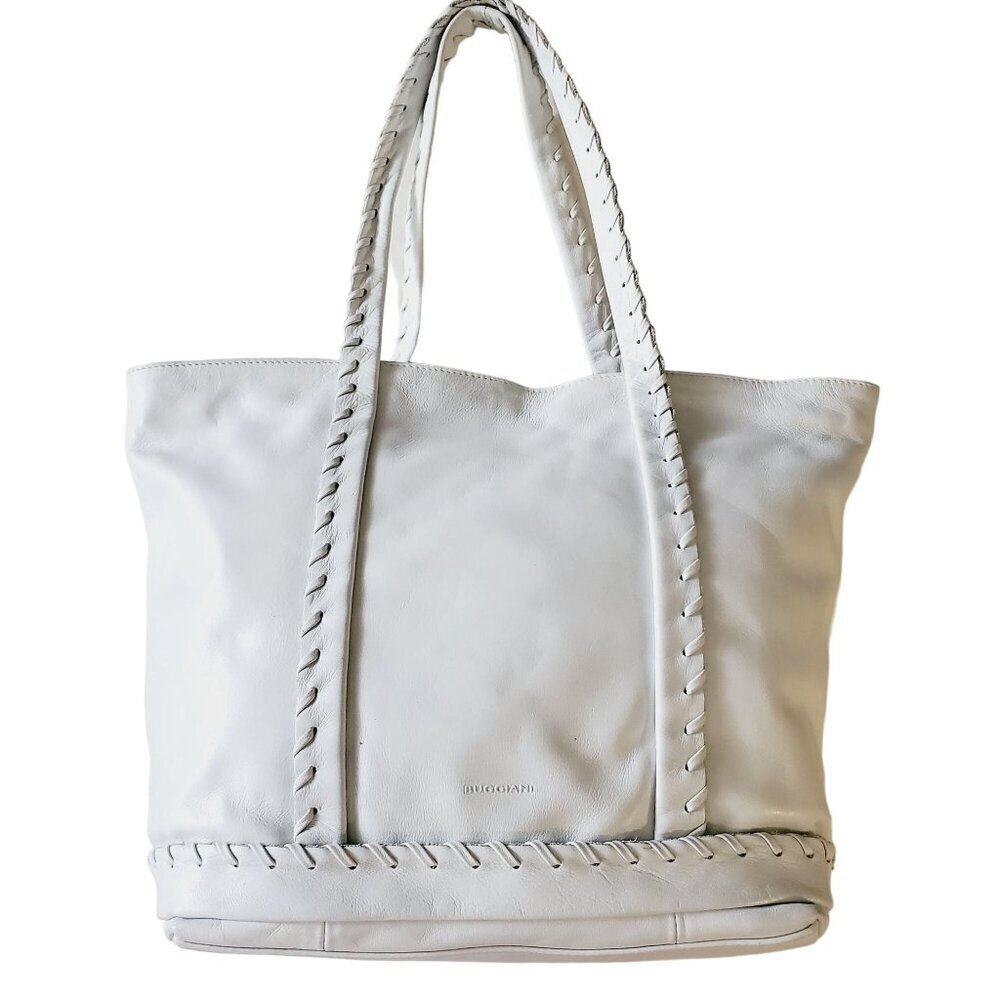 Marco Buggiani White Leather Shoulder Bag, Woman's White Tote